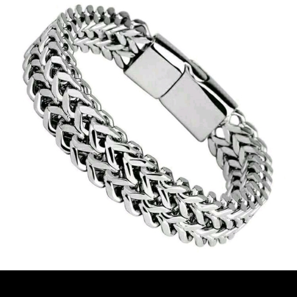 Stainless Steel Magnetic Bayonet Clasp Franco Chain Bracelet For Men 7.5"